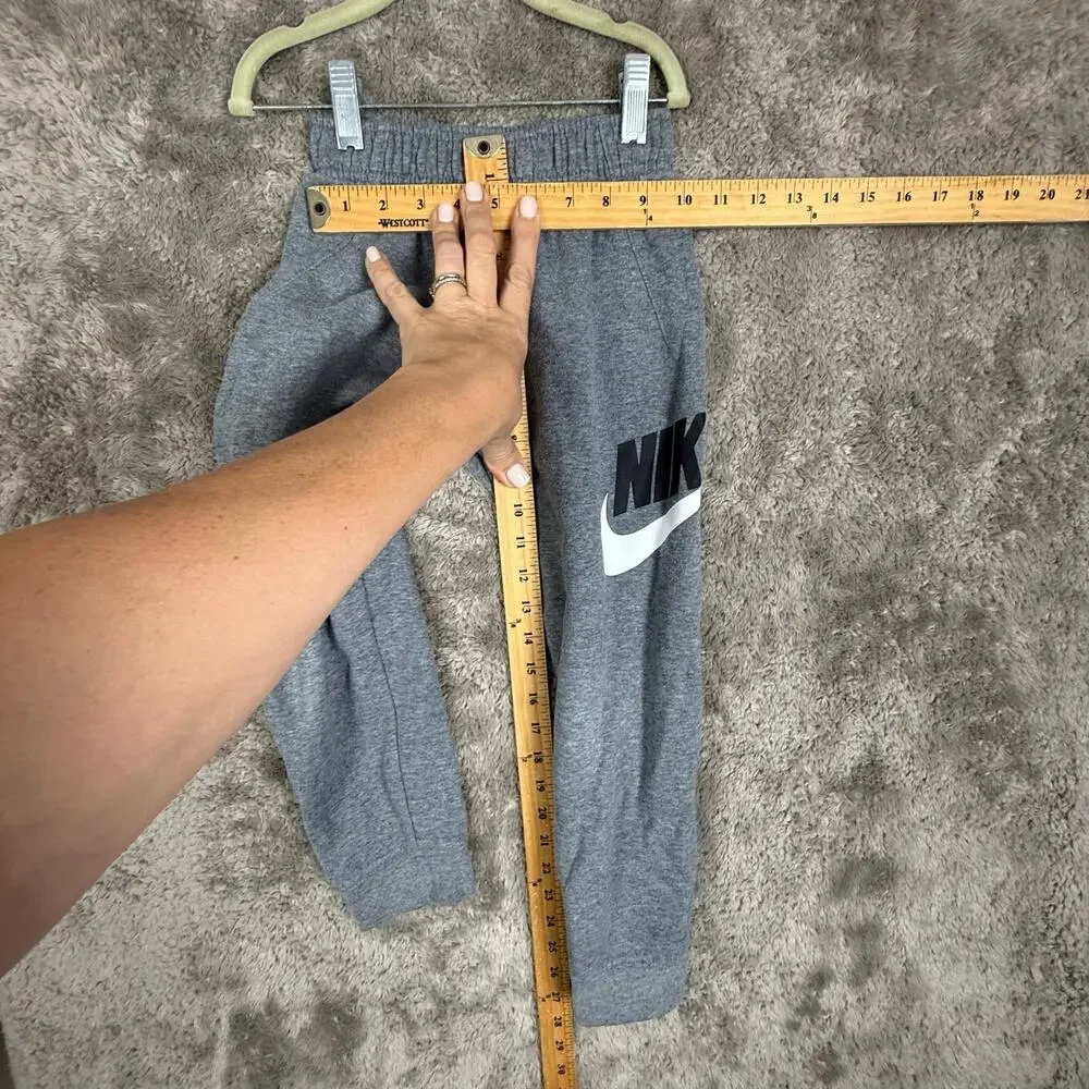 Nike Gray Black White Sweatpants Joggers Boys Size 6 7 Swoosh Logo